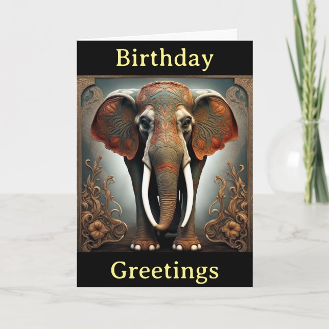 Carte d'anniversaire d'éléphant nouveau (Devant)