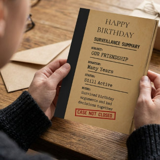 Carte d'anniversaire d'enquête amicale – Affaire n