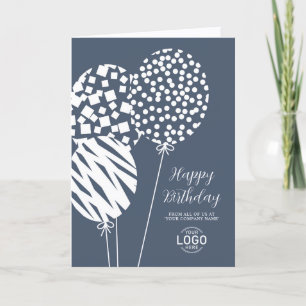 Carte d'anniversaire d'entreprise Ballons Bleu Pou