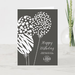Carte d'anniversaire d'entreprise Logo Ballons Gri