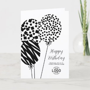Carte d'anniversaire d'entreprise Logo Noir Blanc 