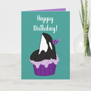 Carte d'anniversaire d'épaulard orque personnalisa