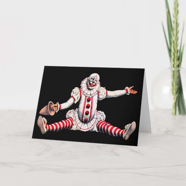 Carte d'anniversaire déplaisante de Clown Vintage (Devant)