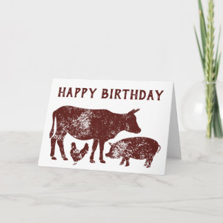 Carte d'anniversaire des animaux de ferme pour les