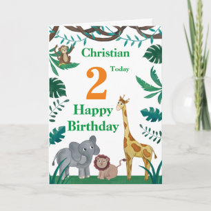 Carte d'anniversaire des animaux de la jungle