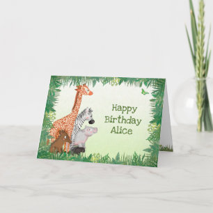 Carte d'anniversaire des animaux Safari