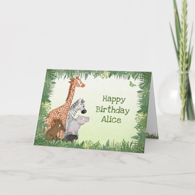 Carte d'anniversaire des animaux Safari (Devant)