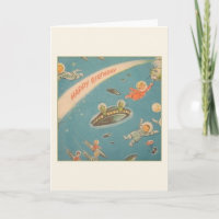 Carte d'anniversaire des astronautes vintages et d