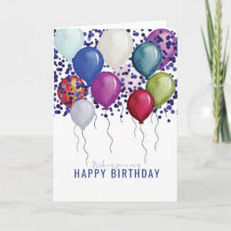 Carte d'anniversaire des ballons d'aquarelle