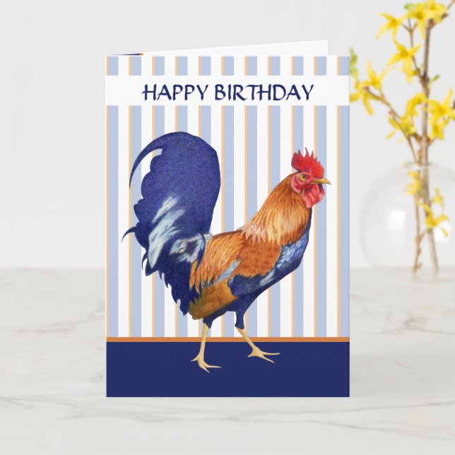Carte d'anniversaire des bandes de coq (Fleur jaune)