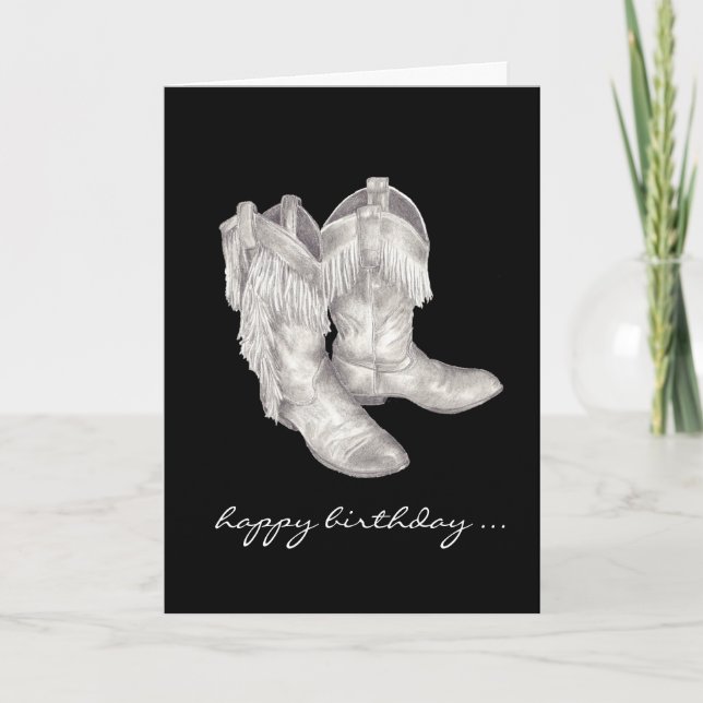 Carte d'anniversaire des bottes de cowboy (Devant)