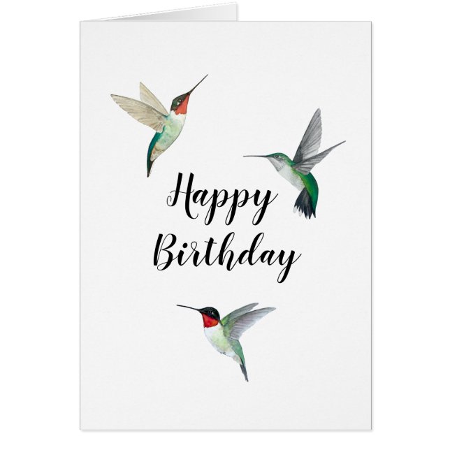 Carte d'anniversaire des colibris à gorge rubis (Devant)