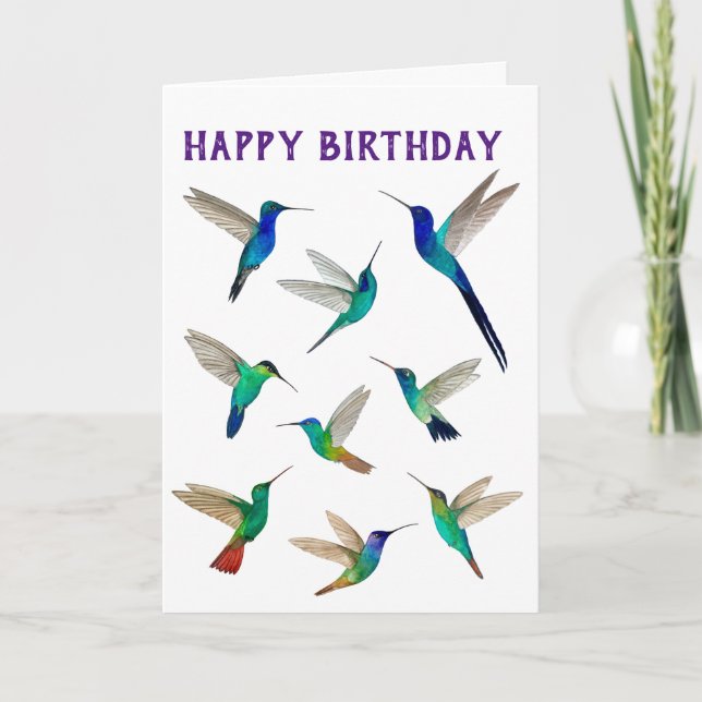 Carte d'anniversaire des colibris tropicaux (Devant)