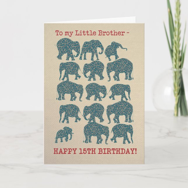 Carte d'anniversaire des éléphants pour le 15ème a (Devant)