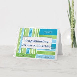 Carte d'anniversaire des employés bleue et verte