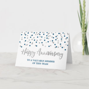 Carte d'anniversaire des employés Confetti bleu ar