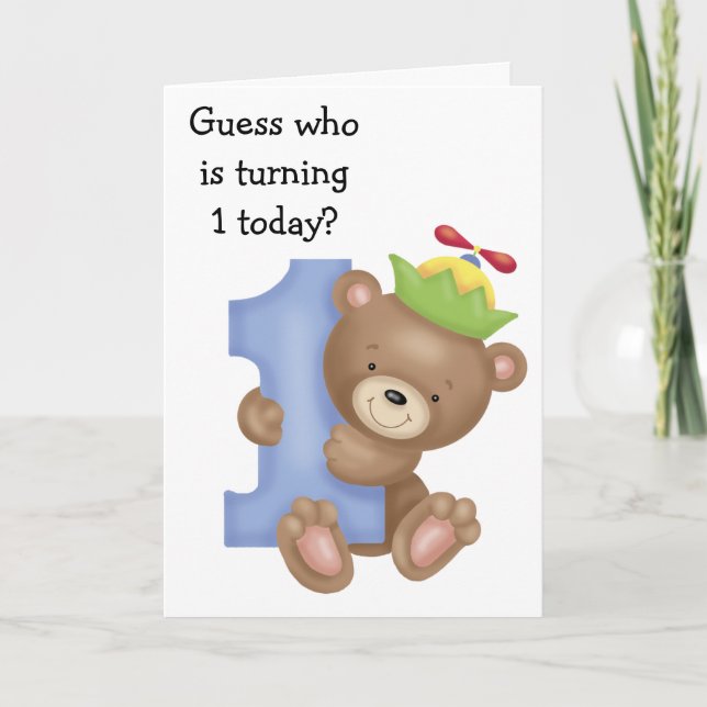 Carte d'anniversaire des enfants de petite ours (Devant)