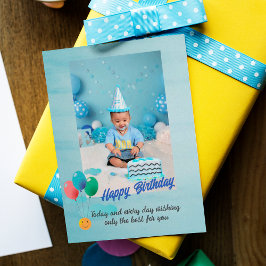 Carte d'anniversaire des enfants en ballon bleu mo