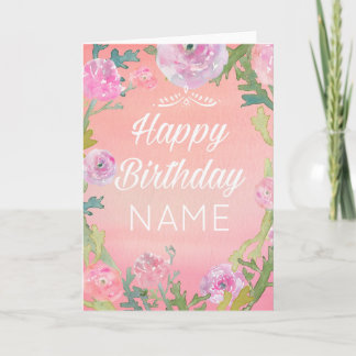 Carte d'anniversaire des fleurs d'aquarelle