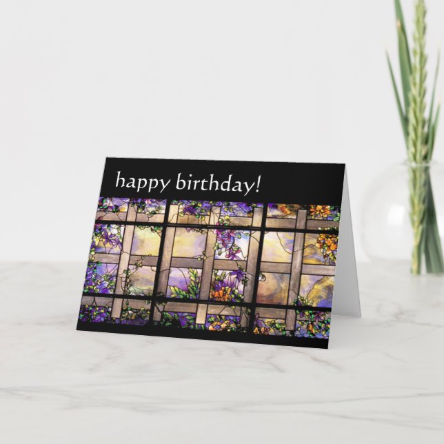 Carte d'anniversaire des fleurs de verre (Devant)