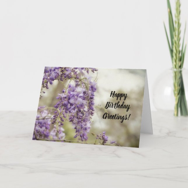 Carte d'anniversaire des fleurs Wisteria Art (Devant)