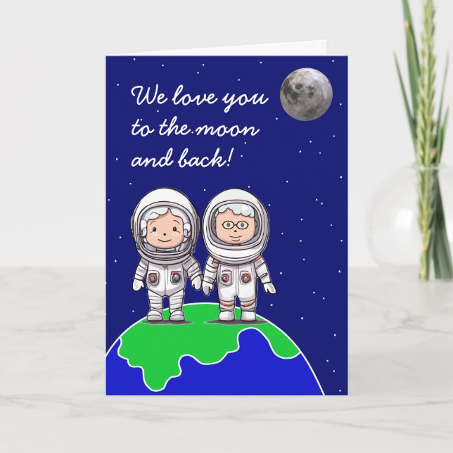 Carte d'anniversaire des grands-parents astronaute (Devant)