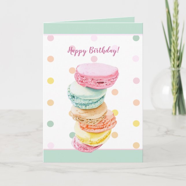 Carte d'anniversaire des Macarons à points (Devant)