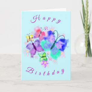 Carte d'anniversaire des papillons Watercolor