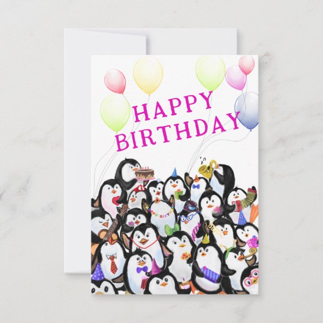 Carte d'anniversaire des pingouins (Devant)