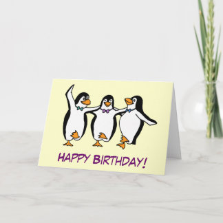 Carte d'anniversaire des pingouins dansants