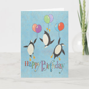 Carte d'anniversaire des pingouins volants
