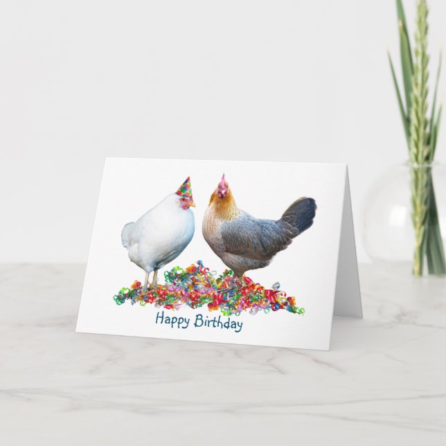 Carte d'anniversaire des poulets de fête (Devant)