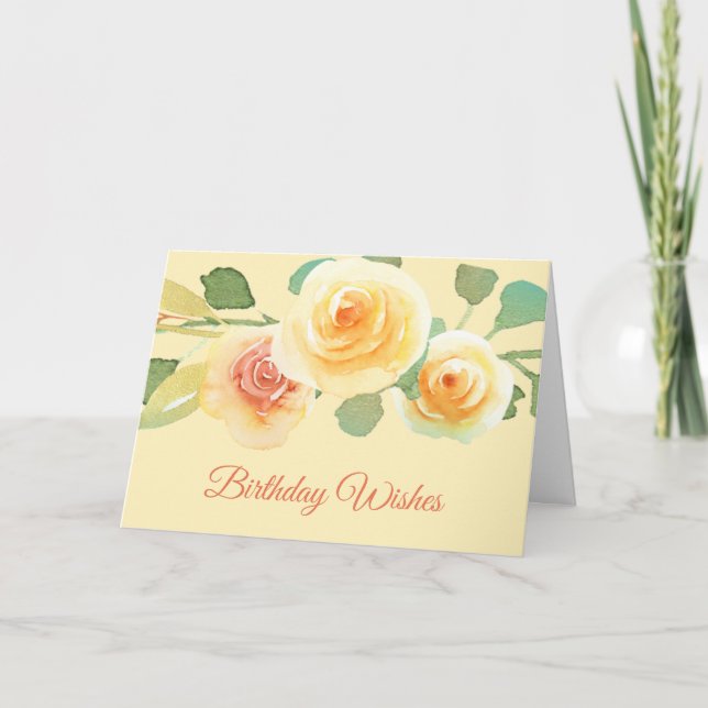 Carte d'anniversaire des Roses Jaunes (Devant)