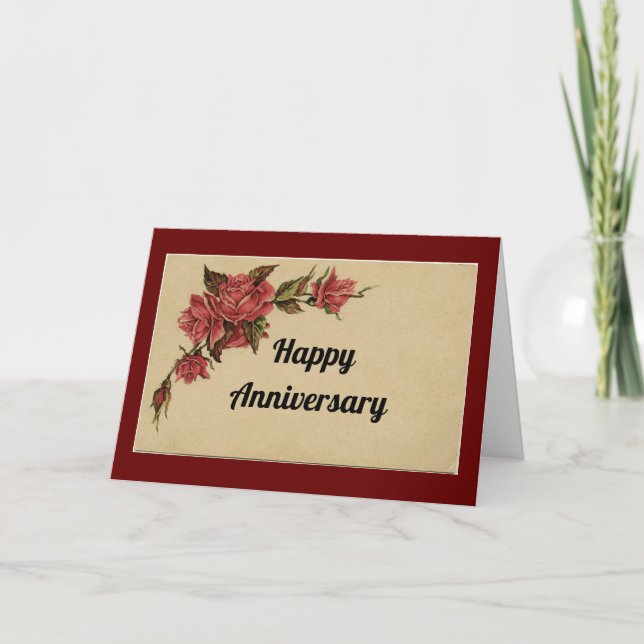 Carte d'anniversaire des Roses Vintages (Devant)