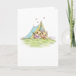 Carte d'anniversaire des souris de camping