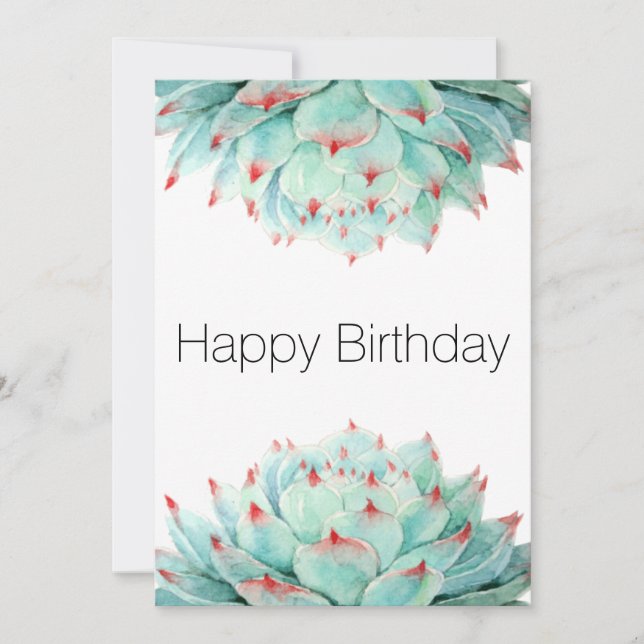 Carte d'Anniversaire des succulents d'aquarelle mo (Devant)