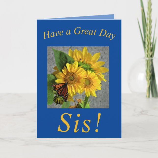 Carte d'anniversaire des tournesols et papillons p (Devant)