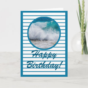 Carte d'anniversaire des vagues de l'océan marin b