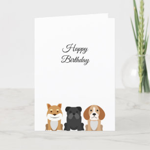 Carte d'anniversaire design pour chiens mignons