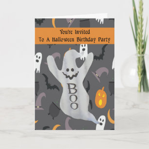 Carte d'anniversaire d'Halloween pour enfant w fan