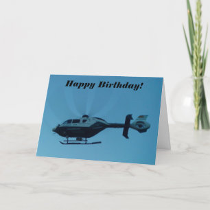 Carte d'anniversaire d'hélicoptère en mouvement