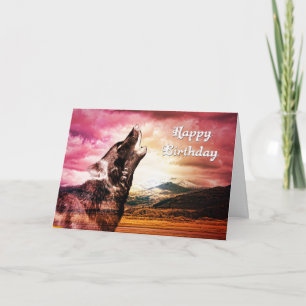 Carte d'anniversaire d'hurlement de loup de