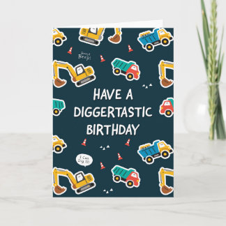 Carte d'anniversaire Digger pour garçons