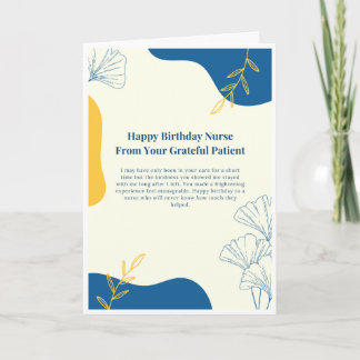Carte d'anniversaire d'infirmière de la part d'un 