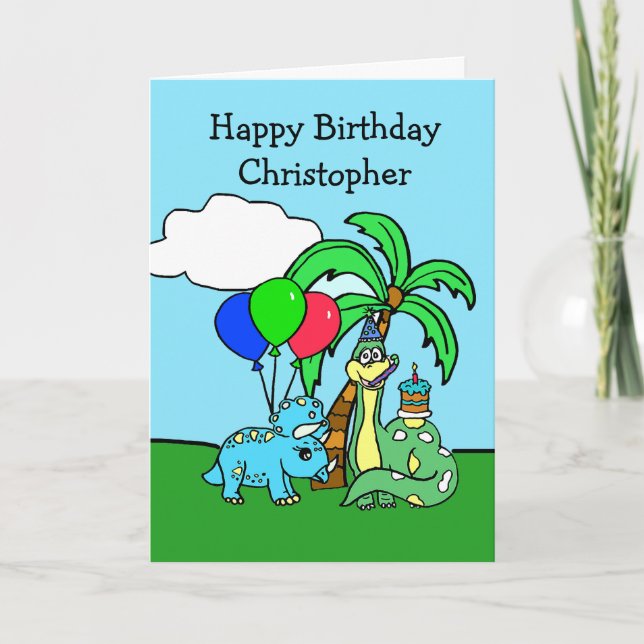 Carte d'anniversaire Dinosaure personnalisée (Devant)