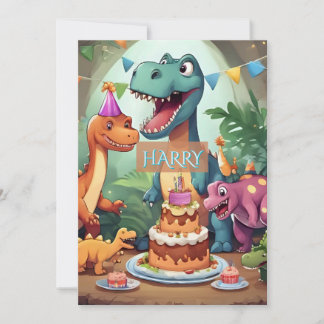 Carte d'anniversaire dinosaure pour enfants