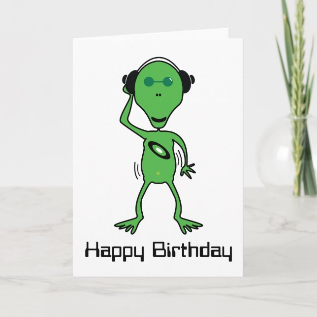 Carte d'anniversaire DJ Alien (Devant)