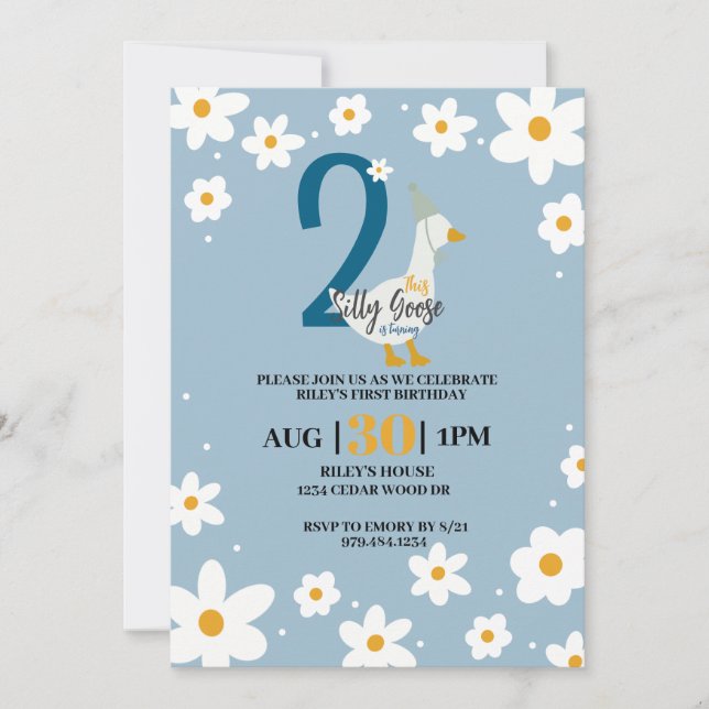 Carte d'anniversaire d'oie sotte (Devant)