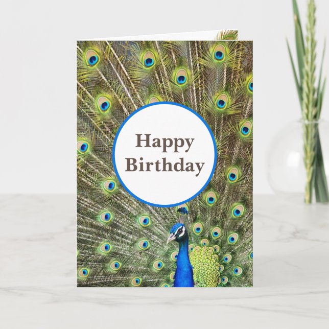 Carte d'anniversaire d'oiseau paon (Devant)