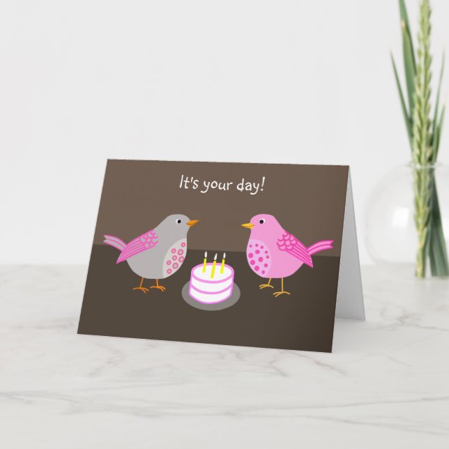 Carte d'anniversaire d'oiseaux (Devant)
